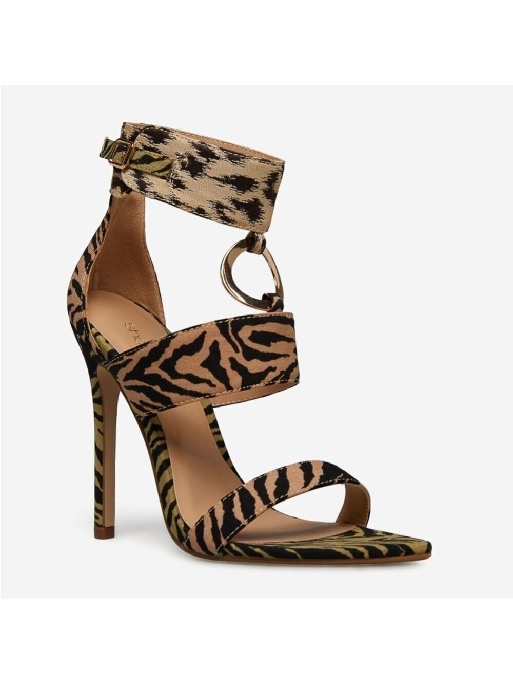 NEW Shoe Dazzle Roxxy Animal Print Tiger Stiletto High Heel Sandal US 6